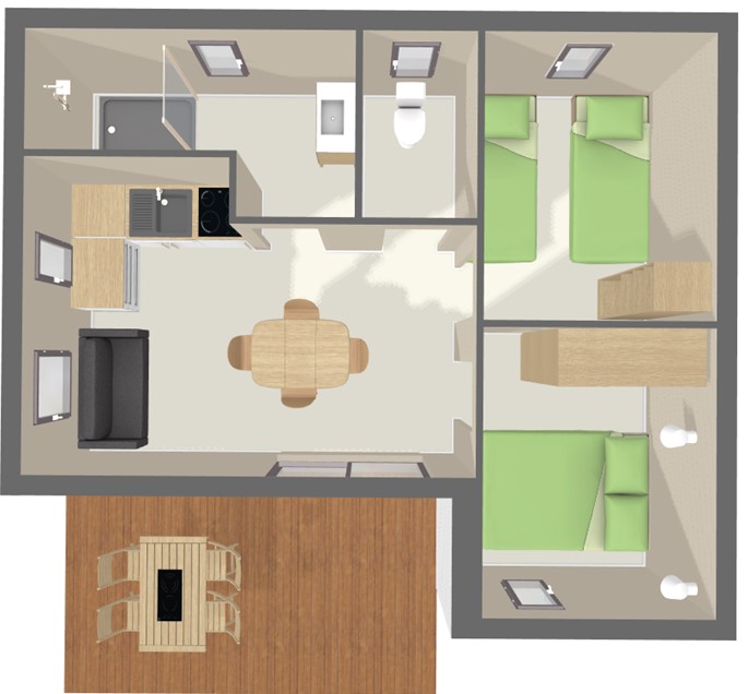 Map Chalet Premium 36 m² Part (2 bedrooms - 4/5 persons)