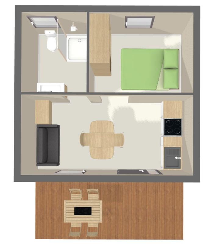 Map Chalet Comfort 24 m² (1 bedroom - 2 persons)