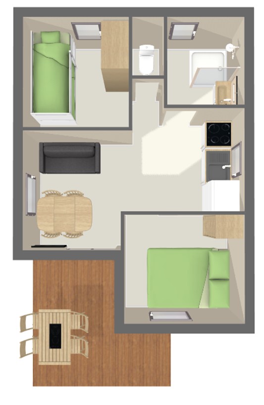 Map Chalet Comfort 29 m² (2 bedrooms - 4/5 persons)