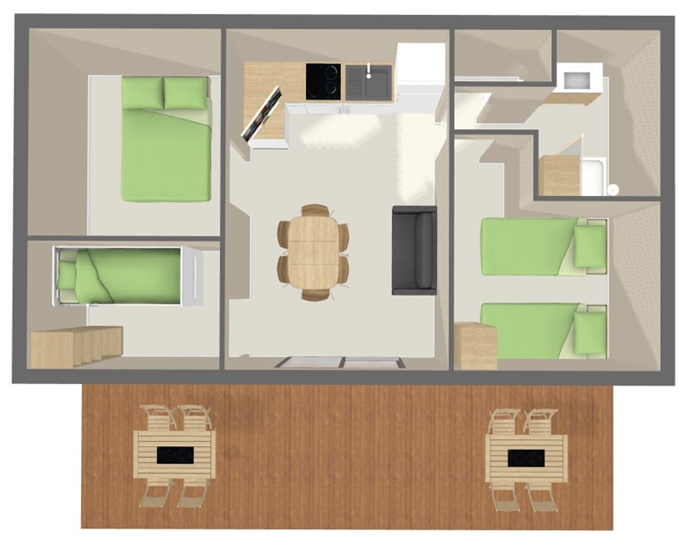 Map Chalet Comfort 48 m² (3 bedrooms - 6/7 persons)