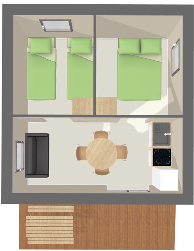 Map Ecolodges Comfort in canvas & wood 37m² (2 bedrooms - 4 persons)